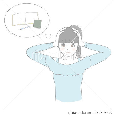 Girl struggling with studying 132303849