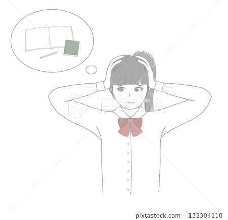 Girl struggling with studying Girl struggling with studying 132304110