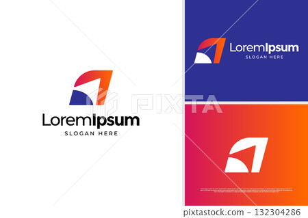 Creative flight launch icon logo design template 132304286