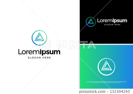 Minimalist abstract triangle icon logo design template 132304293