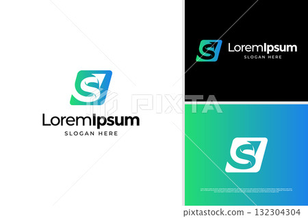 Creative letter s with flight launch symbol logo design template 132304304