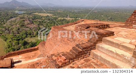 View of the ruins of the palace at the top of Sigiriya Rock [Sri Lanka] 132304314
