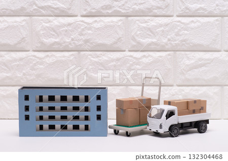 Image of a logistics company and delivery truck 132304468