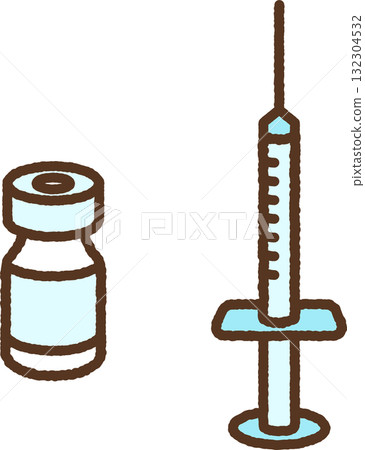 Hand-drawn single icon illustration vaccine syringe Hand-drawn single icon illustration vaccine syringe 132304532