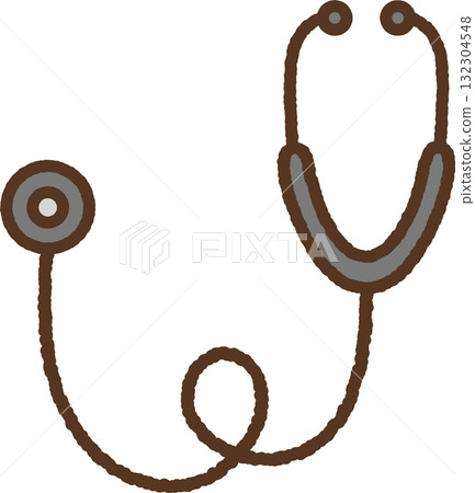 Hand-drawn single icon illustration: Stethoscope 132304548