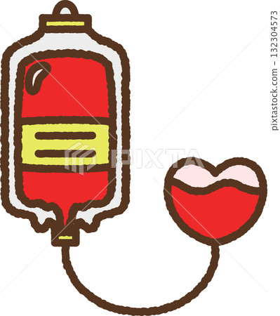 Hand-drawn single icon illustration Blood transfusion pack Blood Hand-drawn single icon illustration Blood transfusion pack Blood 132304573