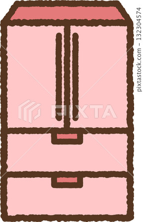 Hand-drawn single icon illustration refrigerator 132304574