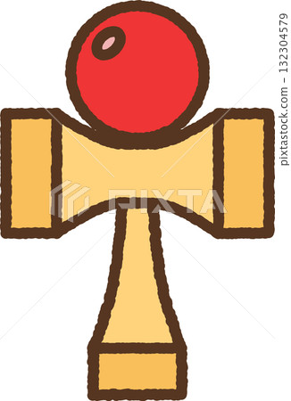 Hand-drawn single icon illustration Kendama 132304579