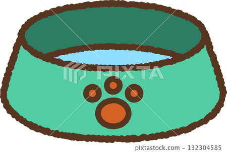 Hand-drawn single icon illustration of dog bowl 132304585