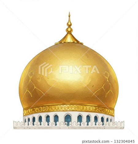Golden Dome of a Mosque Illustration 132304845