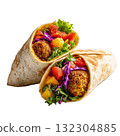 Clipart of falafel wrap in a delicious atmosphere with empty space perfect for food blogs and menus 132304885