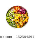 Clipart Vegan Poke Bowl with Fresh Ingredients on Neutral Background for Healthy Eating and Plant Based Cuisine 132304891