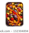 Clipart Roasted Vegetable Tray with Empty Space for Cooking and Healthy Eating Themes 132304894
