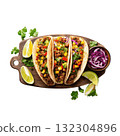 Clipart Delicious Vegan Tacos on White Background Perfect for Food Blogs and Menus 132304896