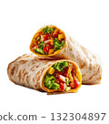 Clipart Delicious Veggie Burrito on Light Background with Empty Space for Food Promotions 132304897