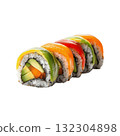 Clipart Fresh Veggie Sushi Roll in Delicious Atmosphere on Empty Background 132304898