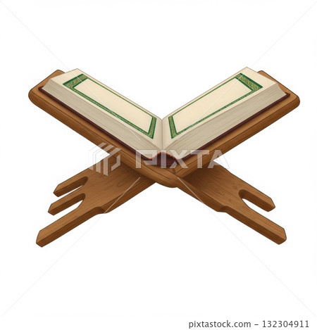 Open Holy Book on Wooden Stand 132304911