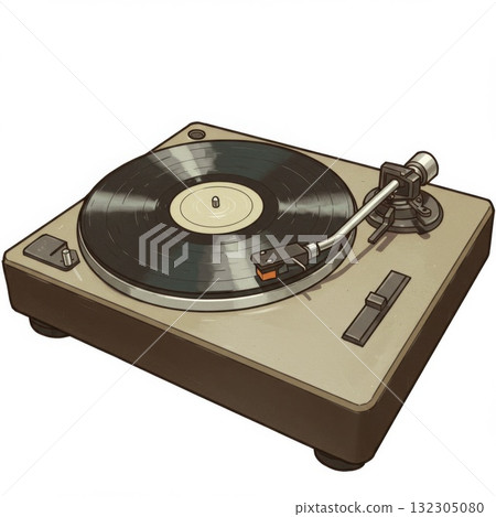 Vintage Record Player with Vinyl on Beige Base Vintage Record Player with Vinyl on Beige Base 132305080