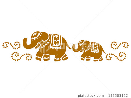 Festive Indian elephant. Naive hand-drawn silhouette. Festive Indian elephant. Naive hand-drawn silhouette. 132305122