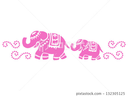 Festive Indian elephant. Naive hand-drawn silhouette. Festive Indian elephant. Naive hand-drawn silhouette. 132305125