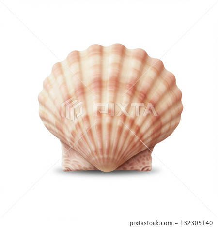 Pink and White Seashell on White Background 132305140