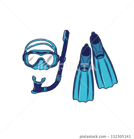 Blue Snorkeling Gear Illustration 132305141