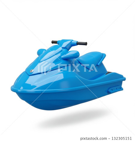 Blue Jet Ski on White Background 132305151