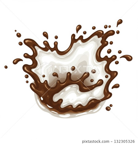 Brown and White Liquid Splash Illustration Brown and White Liquid Splash Illustration 132305326