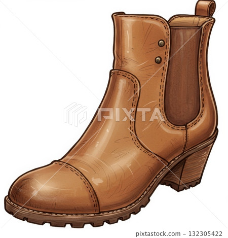 Brown Leather Ankle Boots with Low Heel 132305422