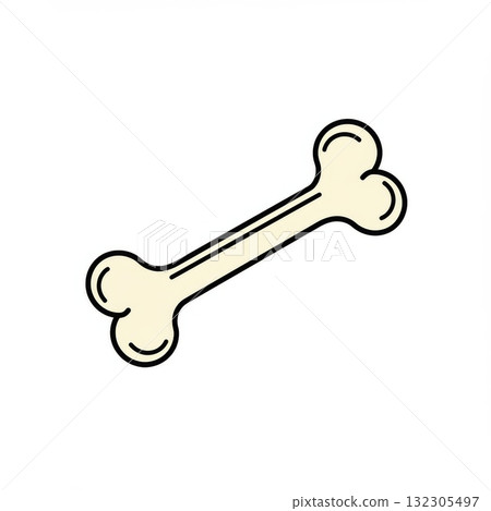 Cartoon Beige Dog Bone Illustration Cartoon Beige Dog Bone Illustration 132305497