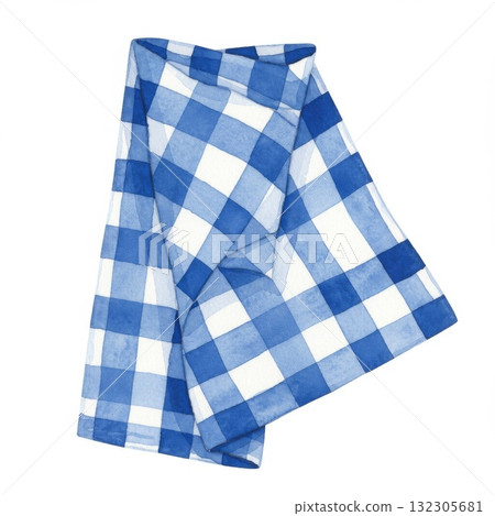 Blue and White Checkered Kitchen Towel 132305681