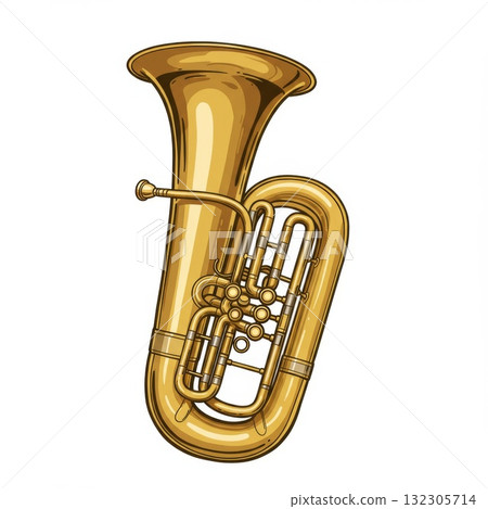 Gold Tuba on White Background 132305714