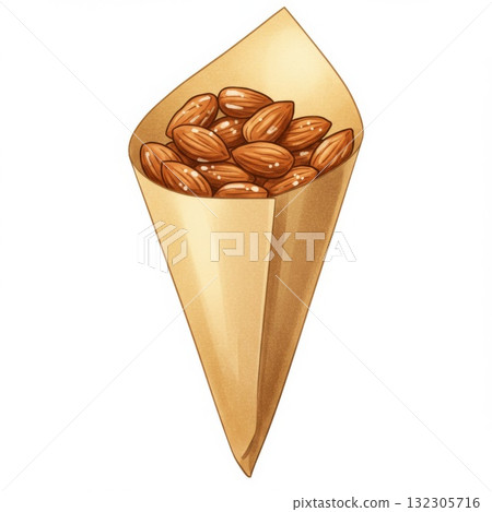 Roasted Almonds in a Paper Cone Roasted Almonds in a Paper Cone 132305716