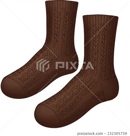 Pair of Brown Cable Knit Socks 132305739