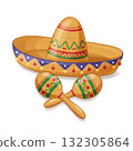 Sombrero and Maracas Illustration 132305864