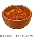 Red and Brown Spice Blend in Wooden Bowl 132305870