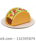 3D Render of a Delicious Taco on a Plate 132305874