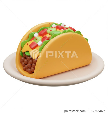 3D Render of a Delicious Taco on a Plate 3D Render of a Delicious Taco on a Plate 132305874