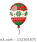 Festive Red And Green Christmas Balloon With Floral Pattern 132305875