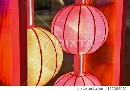 Close-up of the traditional Chinese lantern. Red lantern. Colorful lanterns. Festive decoration. Mid-autumn festival decoration,Chinese New Year decoration, for celebration. Festive background concept Close-up of the traditional Chinese lantern. Red lantern. Colorful lanterns. Festive decoration. Mid-autumn festival decoration,Chinese New Year decoration, for celebration. Festive background concept 132306001