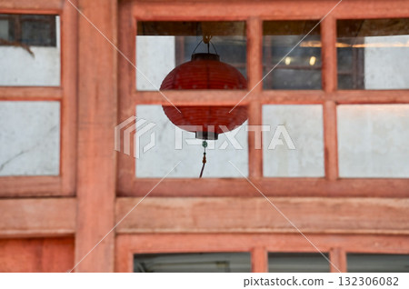 Window reflection of the traditional Chinese lantern. Colorful lanterns. Festive decoration. Mid-autumn festival decoration,Chinese New Year decoration, for celebration. Festive background concept Window reflection of the traditional Chinese lantern. Colorful lanterns. Festive decoration. Mid-autumn festival decoration,Chinese New Year decoration, for celebration. Festive background concept 132306082