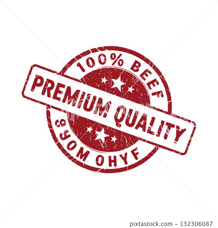 Premium Quality 100% Beef Stamp Vector. Food Label Grunge Seal. Premium Quality 100% Beef Stamp Vector. Food Label Grunge Seal. 132306087