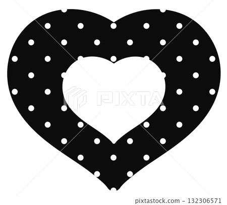 Illustration of black heart with polka dot pattern for Valentine's day, love sign, heart symbol, fashion, accessory, cute patch, shirt print, fabric, sticker, wedding card, barbie, brooch, pin, couple Illustration of black heart with polka dot pattern for Valentine's day, love sign, heart symbol, fashion, accessory, cute patch, shirt print, fabric, sticker, wedding card, barbie, brooch, pin, couple 132306571