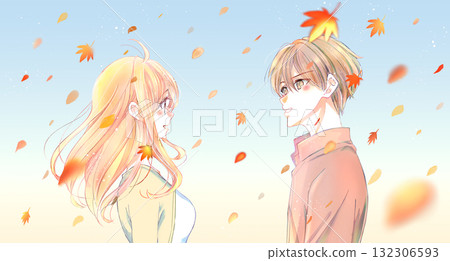 面對彼此的男性和女性夫婦秋葉 132306593