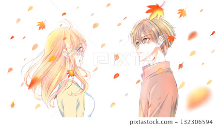 面對彼此的男性和女性夫婦秋葉 132306594