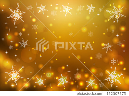Winter glitter Christmas snowflake background gold 132307375