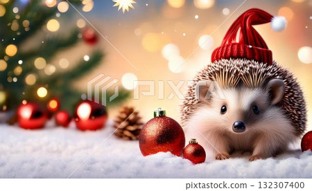 刺猬和聖誕節和複製空間 132307400