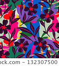 Hand drawn summer floral background. Botanical seamless pattern made of abstract flowers. Sketch drawing. Vintage style. Good for bedding, textile 132307500
