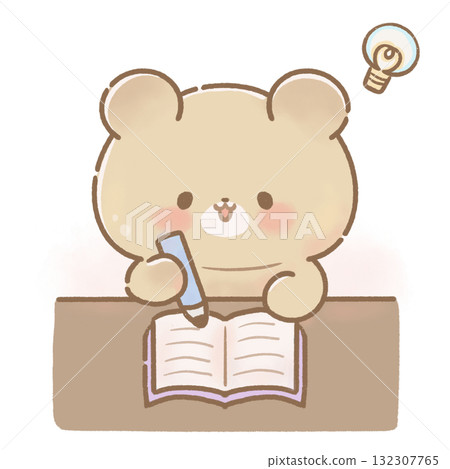 Illustration of a bear that understands learning / Cute learning and educational material 132307765