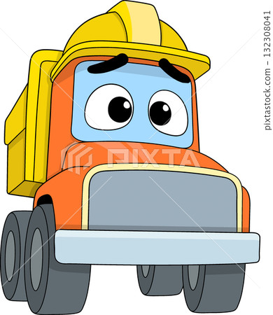 Tired Construction Truck Cartoon Character Illustration 132308041